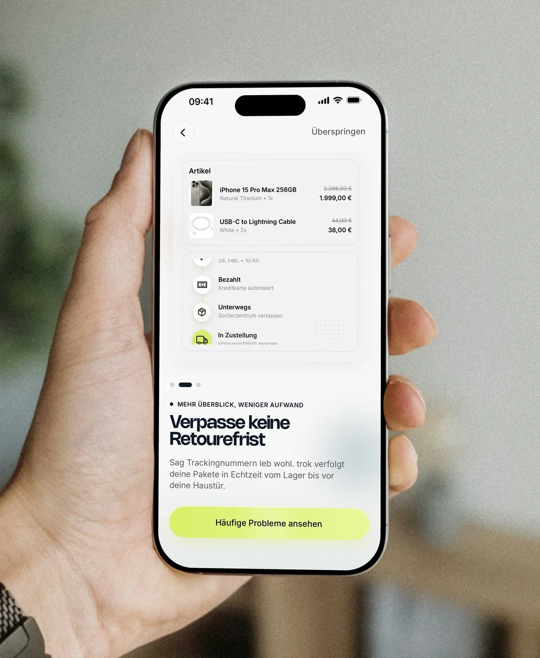 trok-App mit der Einführung „Verpasse keine Retourefrist“