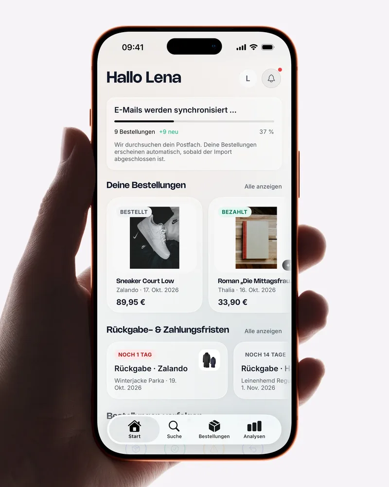 Startseite der trok-App, während der Import läuft